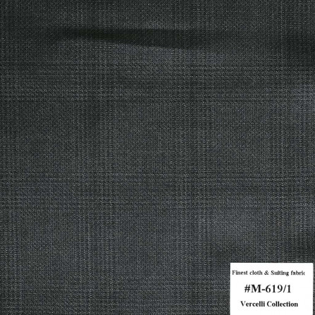 M-619/1 Vercelli V8 - Vải Suit 95% Wool - Xám Caro